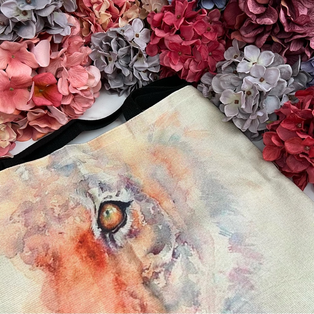 Eco-Friendly Abstract Watercolor Tiger Folding Tote Bag - Picture 8 of 14